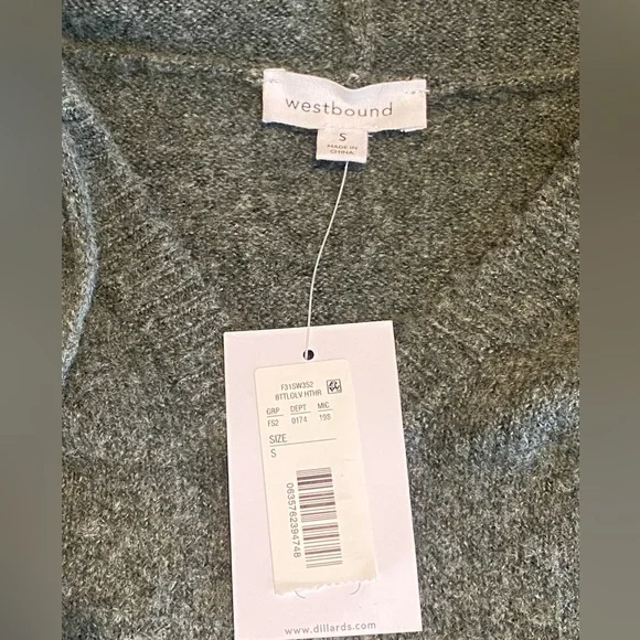 Dillards Westbound oversize Dark grey hoodie sweater high low hem NWT size S. - Picture 7 of 9